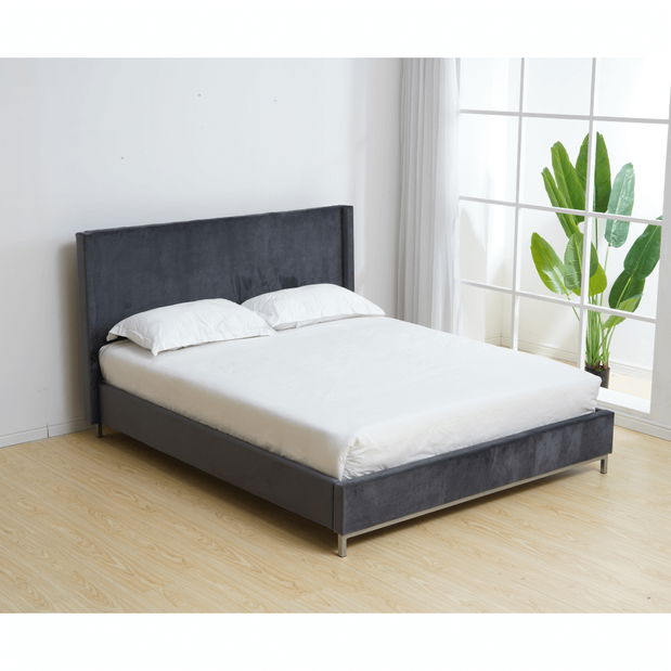 Manželská posteľ 140 cm Tinrum (sivá) (s roštom)