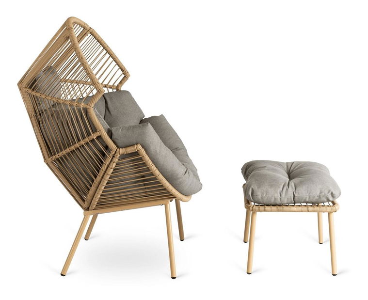 Vrtna fotelja s naslonom za noge Positivos (siva) 