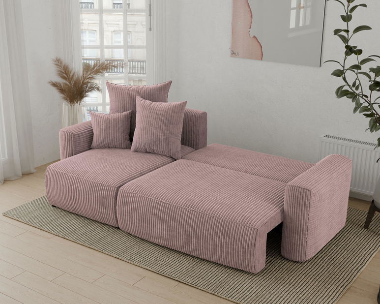 Rohová sedačka Denia (L) (púdrovo ružová)