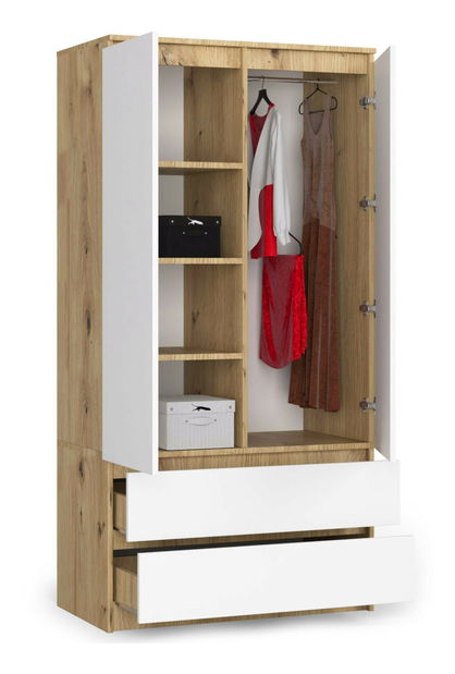 Ruhásszekrény Safwan (artisan tölgy + fehér)