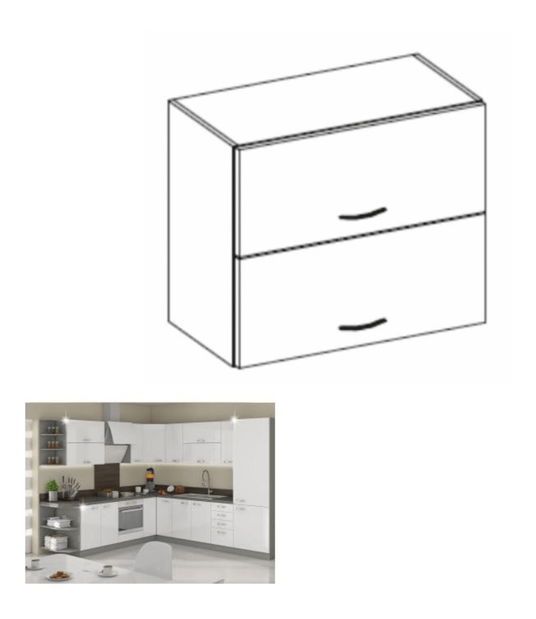 Dulap superior de bucătărie 80 GU-72 Pleitton (alb ultralucios)