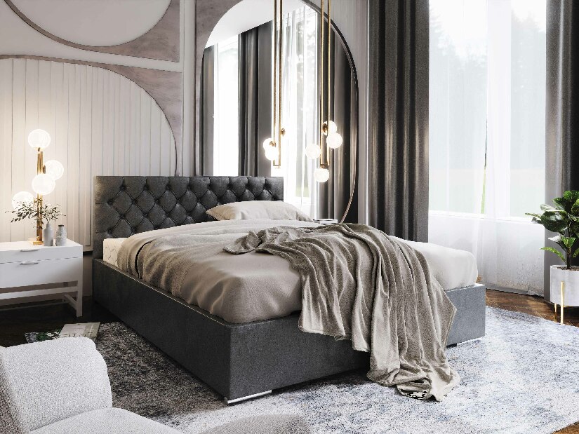 Bračni krevet 160 cm Danita (tamnosiva) (s podnicom i prostorom za odlaganje)