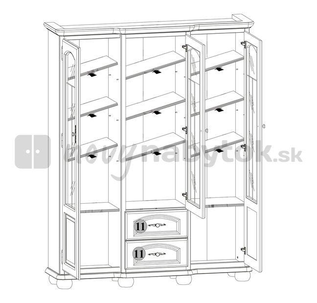 Vitrína BRW BAWARIA DWIT 3D2S