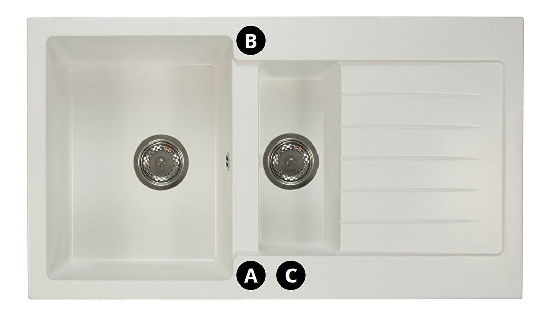 Kuhinjski sudoper Altava (bijela) (sa 3 otvora za baterije) (D)