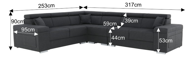 Rohová sedačka Cirdi (tmavosivá) (P)