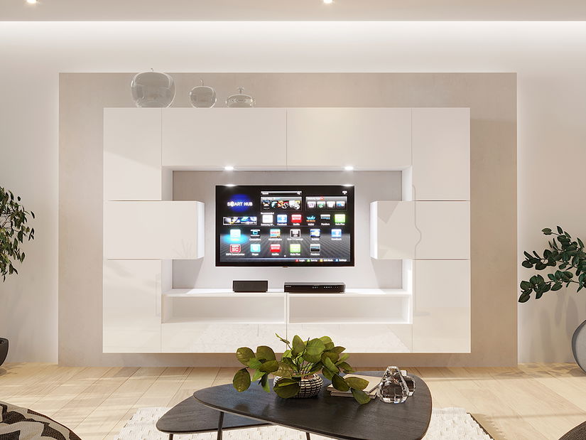 Mobilier living Berny 58 (alb + Alb lucios)