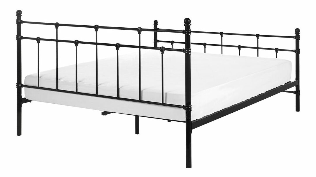 Pat matrimonial 160 cm LUXO (cu somieră) (negru)