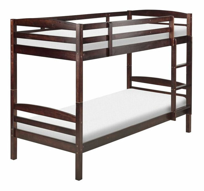 Emeletes ágy 90 cm Reggeton (sötét fa) (ágyráccsal)