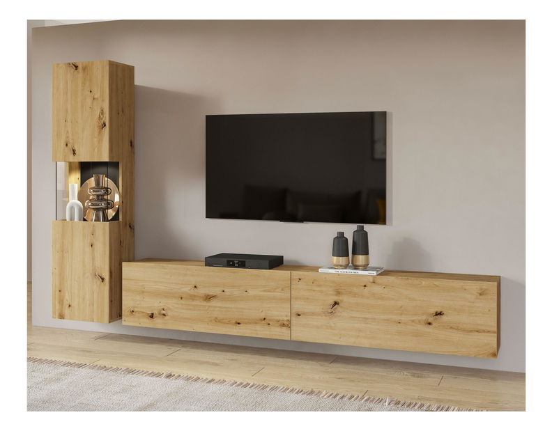 Mobilier living Avernic Typ 09 (negru + Stejar artisan)