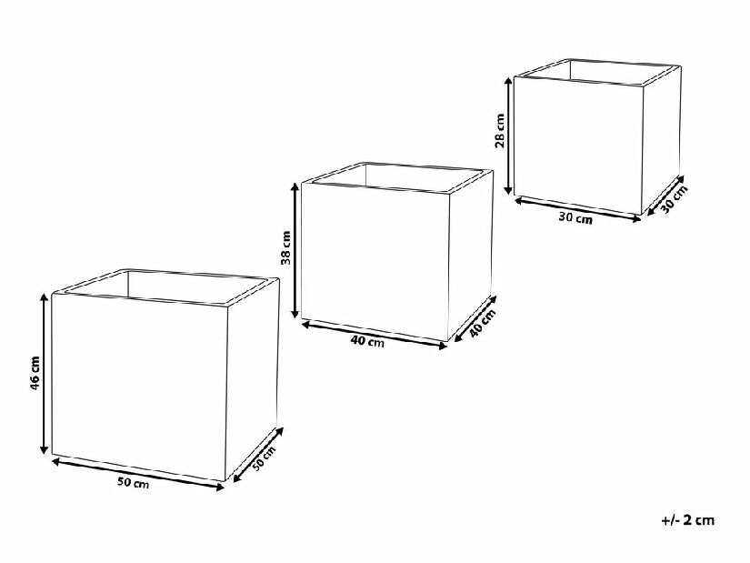 Set 3 saksija Paos (crna)