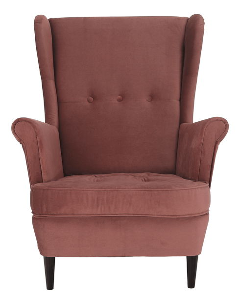 Kreslo ušiak Rytu (ružová + orech)