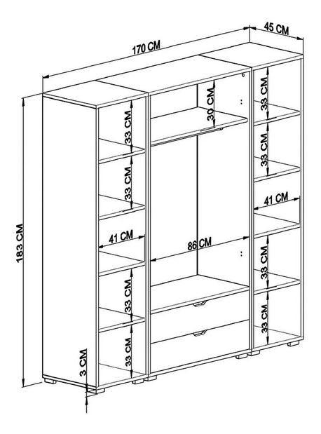 Ormar za garderobu Nisae 24 (orah svijetli + bijela)
