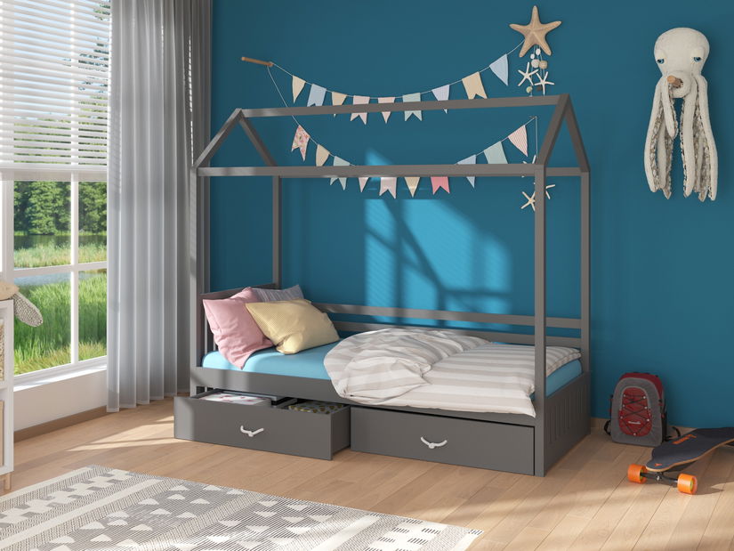 Gyerekágy 180x80 cm Rosie I (ágyráccsal) (grafit)