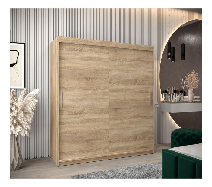 Ormar za garderobu 180 cm Toki (hrast sonoma + crna mat)