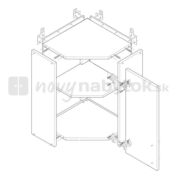 Horná kuchynská skrinka, rohová Igo GN-58*58