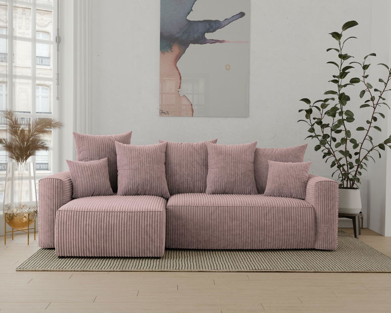 Rohová sedačka Denia (L) (púdrovo ružová)