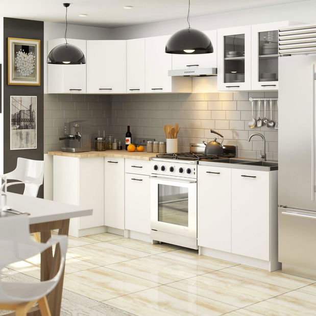 Set mobilier bucătărie de colț 300 cm Ozara III B (Alb)