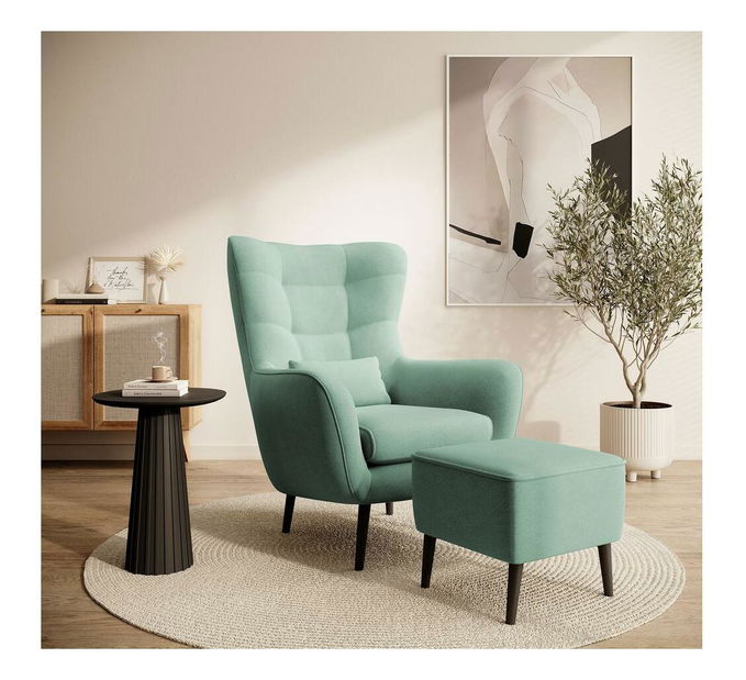 Fotel lábtartóval Veneza VZ1 (menta + fekete)