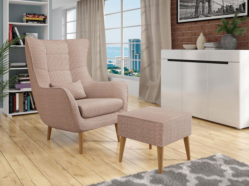 Fotel lábtartóval Flerance (világosbarna) 