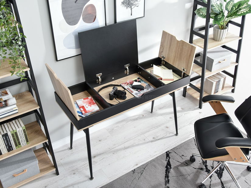 Masă PC Vicken (stejar + negru)