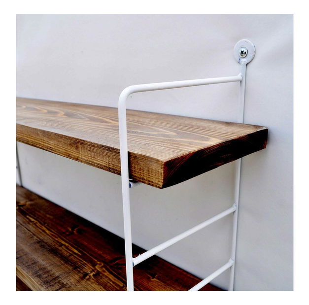 Dekoratívna nástenná polica Duvelo 6 (biela + orech) 