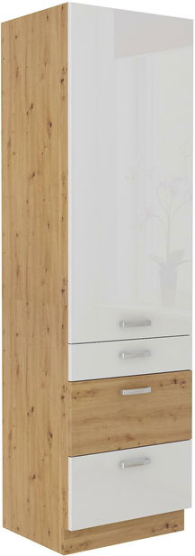 Potravinová kuchynská skrinka Arryn 60 DKS-210 1F 3S (korpus: dub artisan / front: lesk biely)