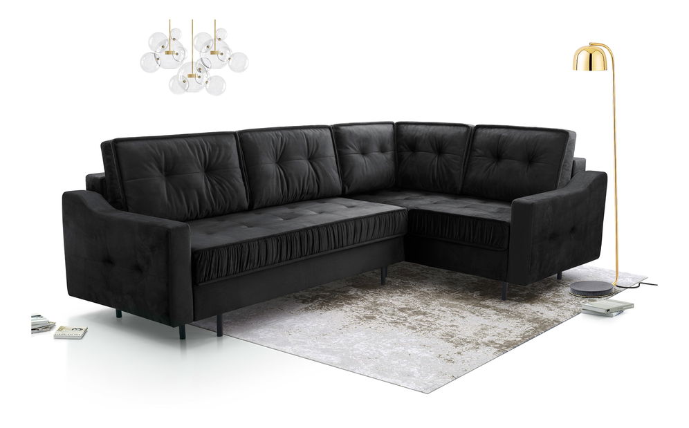 Sarokkanapé Aisha (fekete) (B)