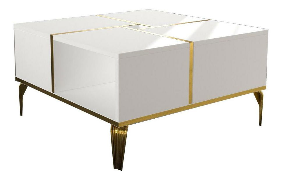 Konferenčný stolík Asir Nirva (biela + zlatá)