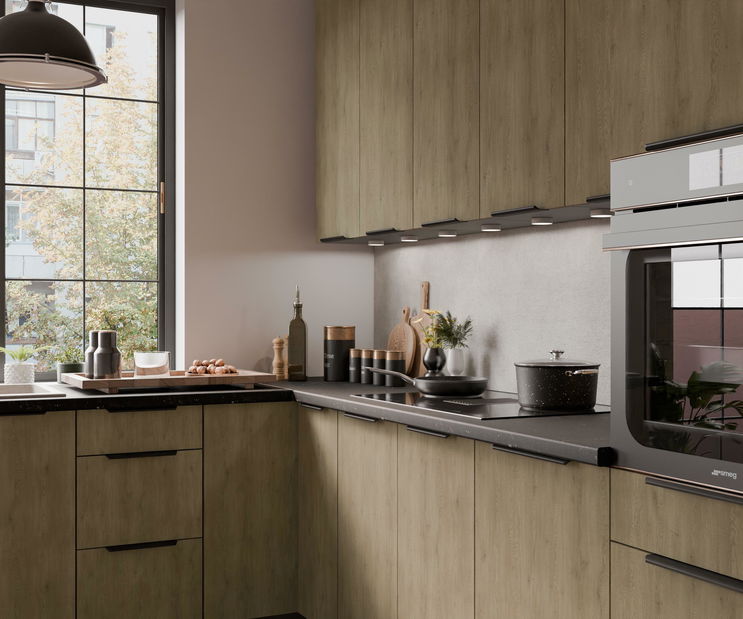 Rohová kuchyňa Carminia (dub cremona + antracit)