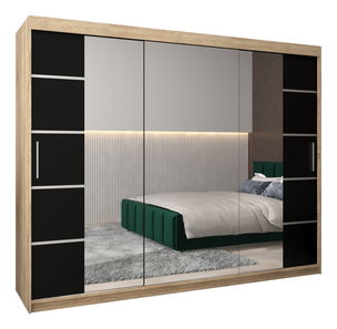 Dulap de haine 250 cm Verika 4 250 (stejar sonoma + negru)