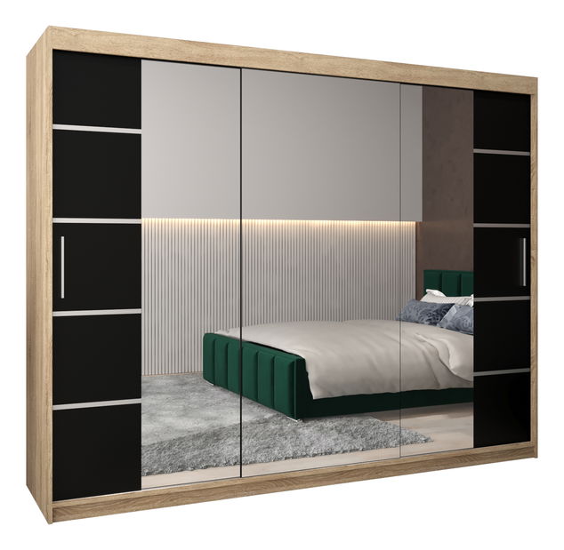 Ruhásszekrény 250 cm Verika 4 250 (szonoma tölgy + fekete)