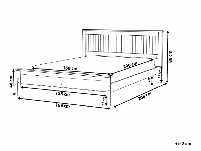 Bračni krevet 160 cm MAYA (s podnicom) (bijela)