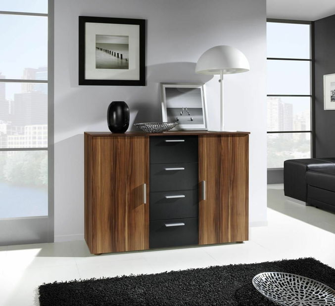 Komoda Verwood Typ 26 (orech + čierna)