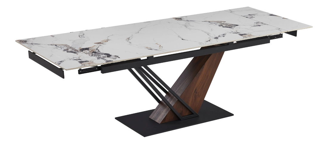 Rozkladací jedálenský stôl Rixy (biela + orech) (pre 6-8 osôb)