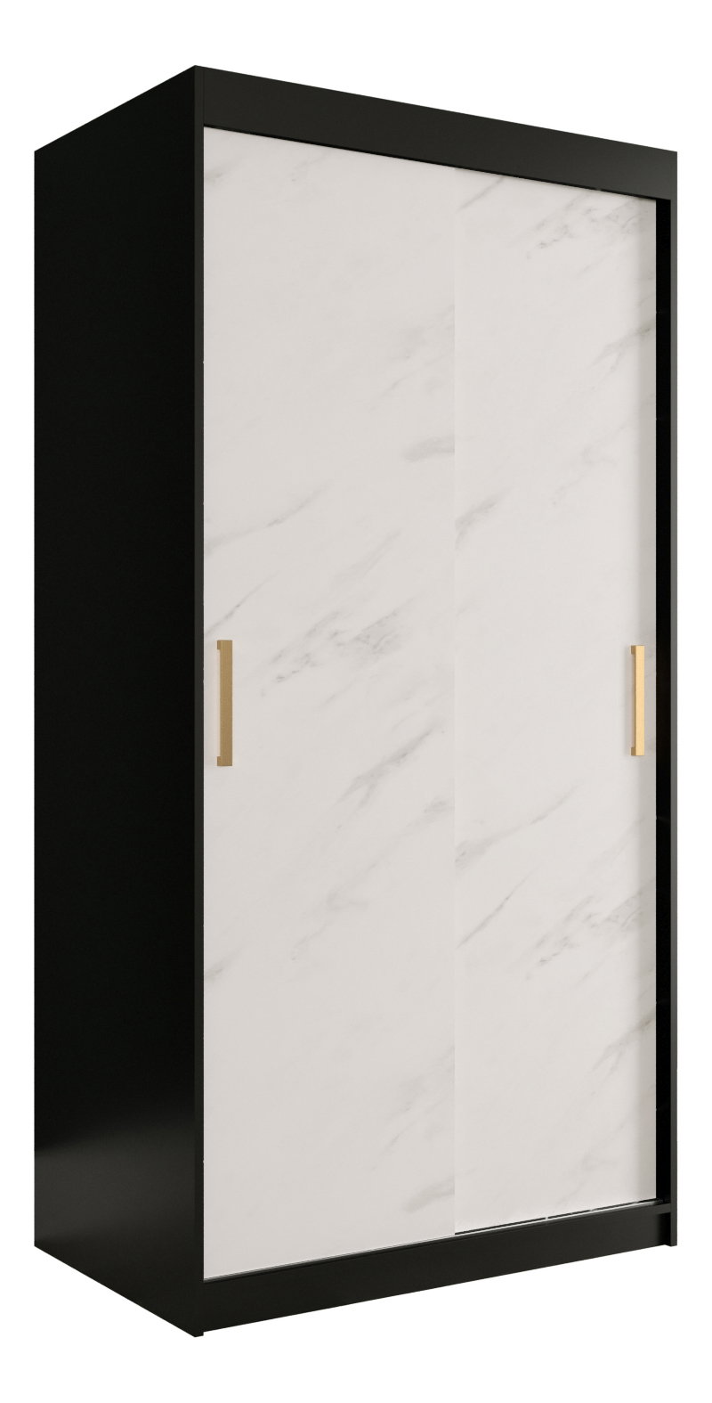 Ruhásszekrény 100 cm Marbelo T (matt fekete + fehér márvány)