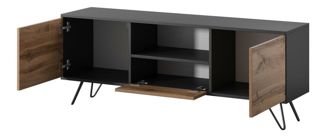 TV ormarić/stolić Polynesia (s rasvjetom) (crna + hrast wotan)