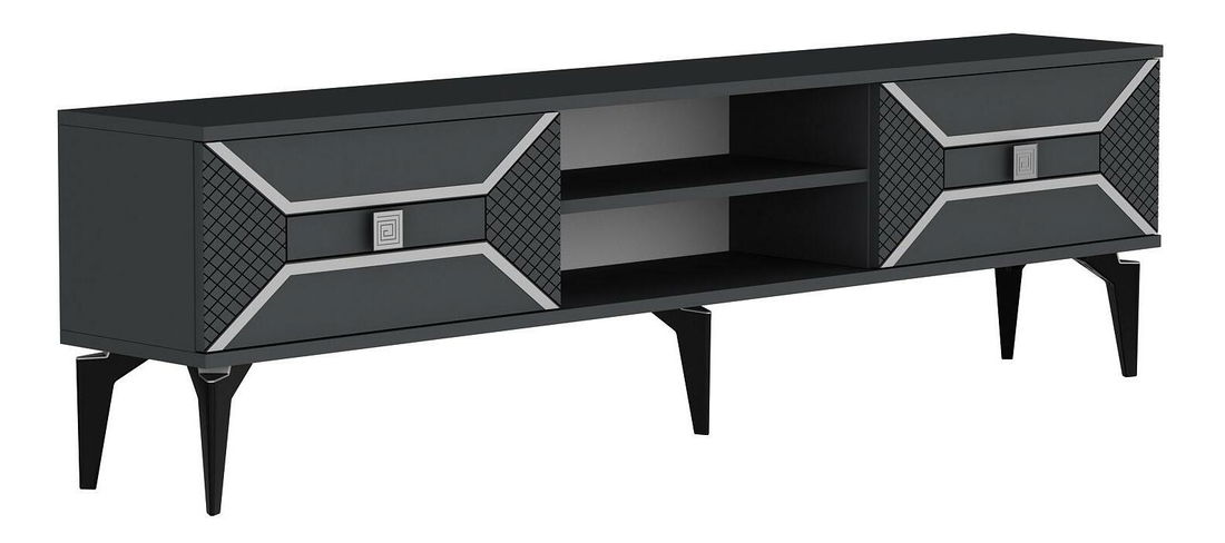 TV stolík/skrinka Velono (antracit + strieborná) 