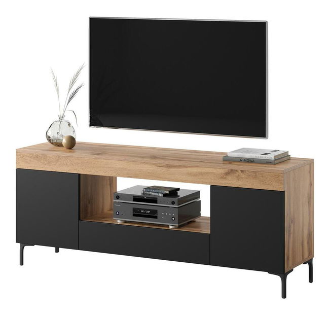 Dulap TV Giuseppo (cu iluminat) (stejar lancaster + negru)