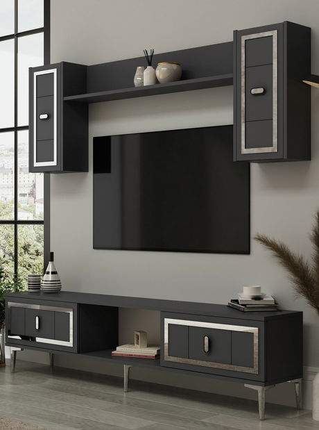 Obývacia stena Orino (antracit + strieborná)