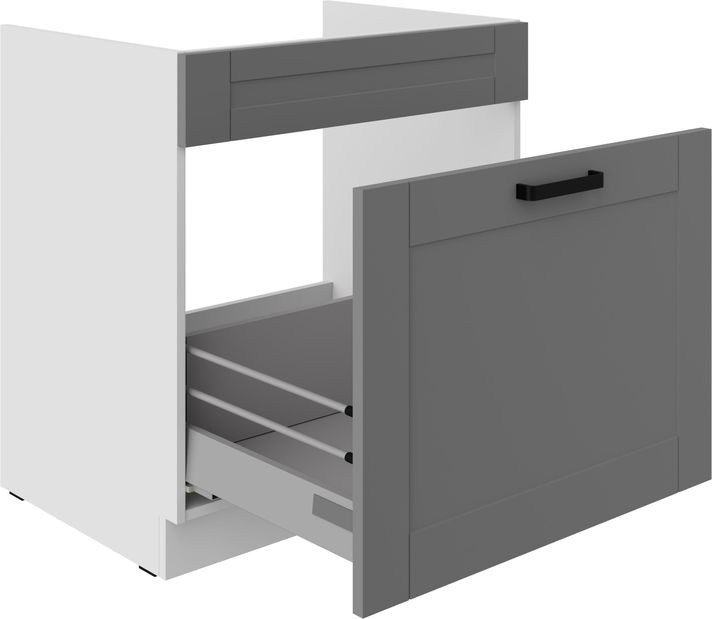 Alsó konyhaszekrény a mosogatóhoz Lucid 80 ZL 1S BB (korpus: fehér + front: mdf porszürke)