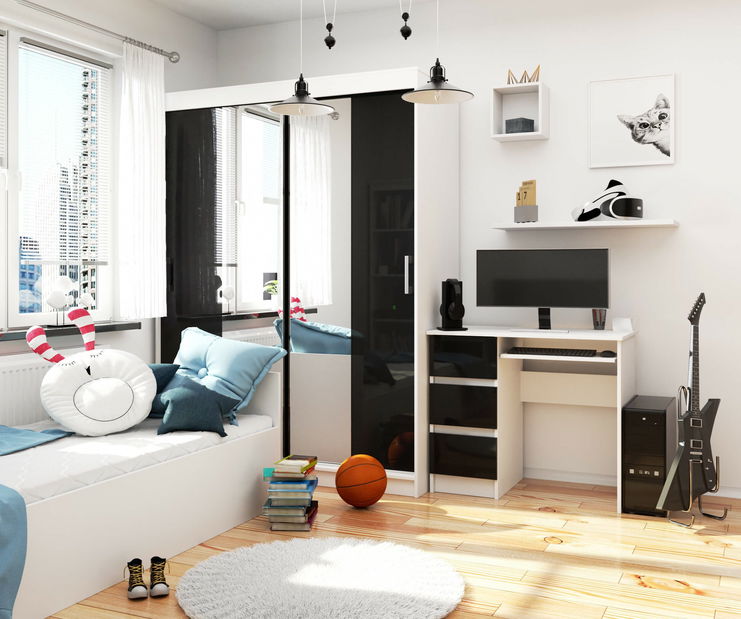 Masă PC Benicio (Negru lucios) (S)