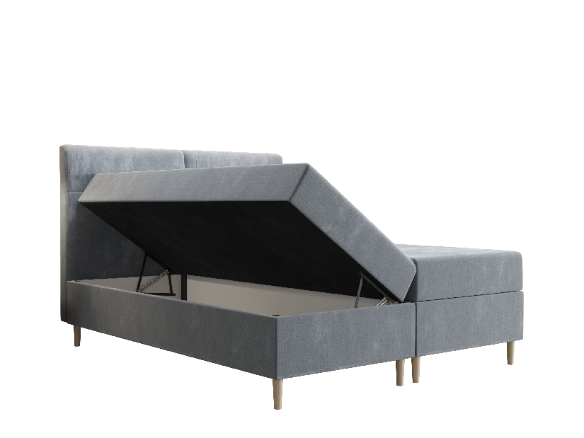 Franciaágy Boxspring 160 cm Saruta (világoskék) (matraccal és tárolóhellyel)