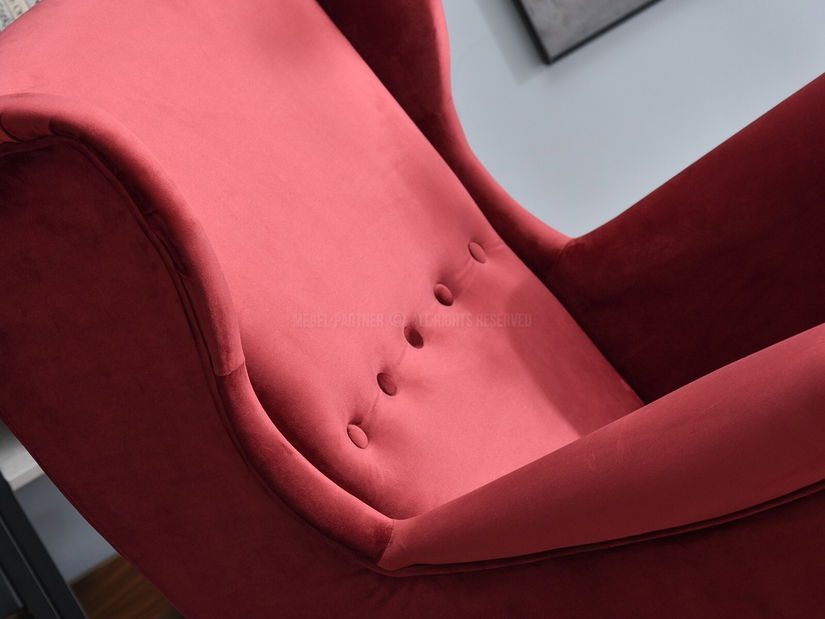 Fotoliu cu urechi Margis (bordo + nuc)