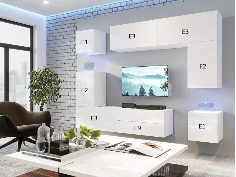 Nappali fal Berny 70 (fehér + fényes fehér)