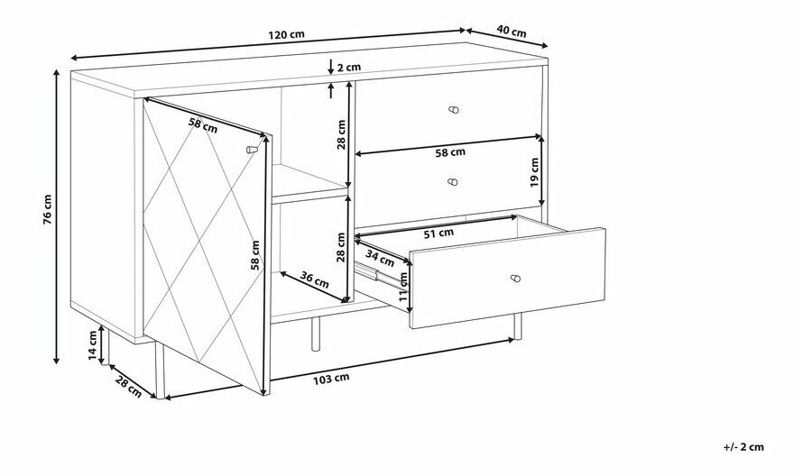 Komód Peak (fehér)