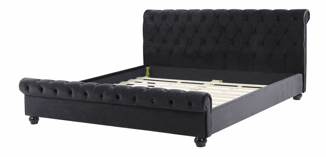 Pat cu saltea cu apă 160 cm Alexandrine (negru) (cu somieră și saltea)