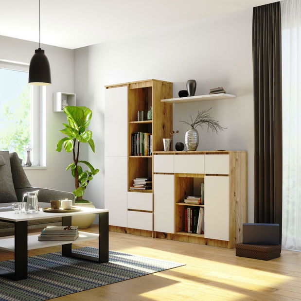 Comodă Kalista VII (Stejar artisan + Alb)