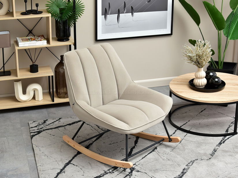 Kreslo Bertie (béžová + buk čierny)