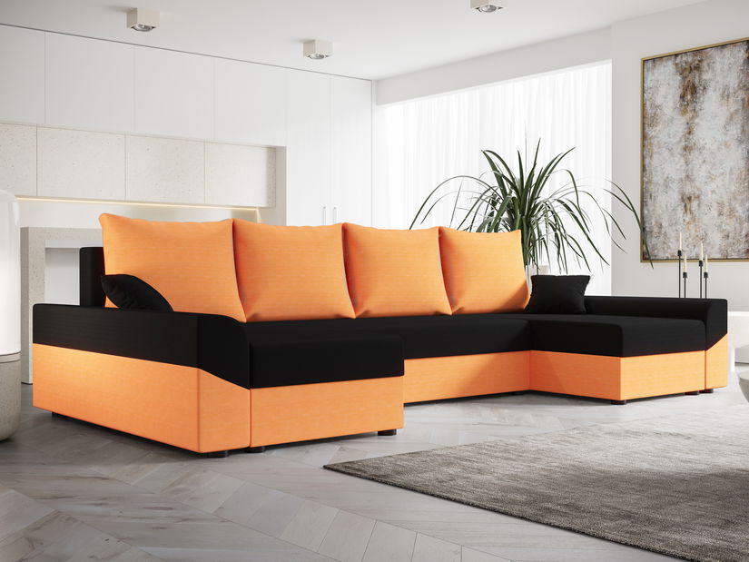 Rohová sedacia súprava U Dusk U (oranžová + čierna)