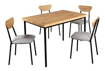 Set mobilier sufragerie Mimetizarse (stejar deschis + gri) (pentru 4 persoane)